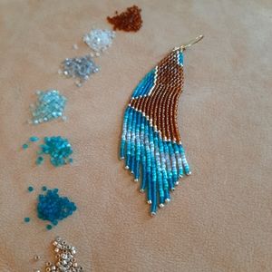 Aqua Agate Fringe Earrings